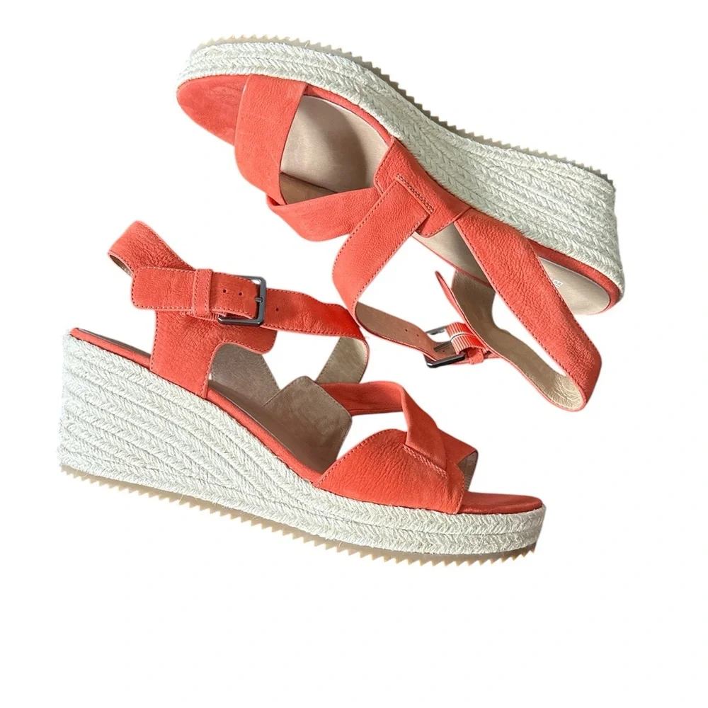 Eileen Fisher Coral Suede Espadrille Wedge Sandals